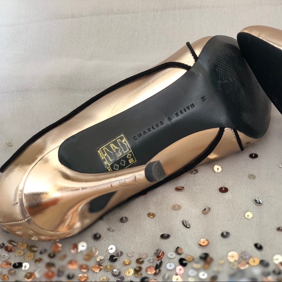 Charles and Keith Shoes Charles And Keith Rosegold Metallic Pumps